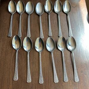 13 Spoons Interpur FLORENZ Stainless 8 Petal Black Textured Flatware